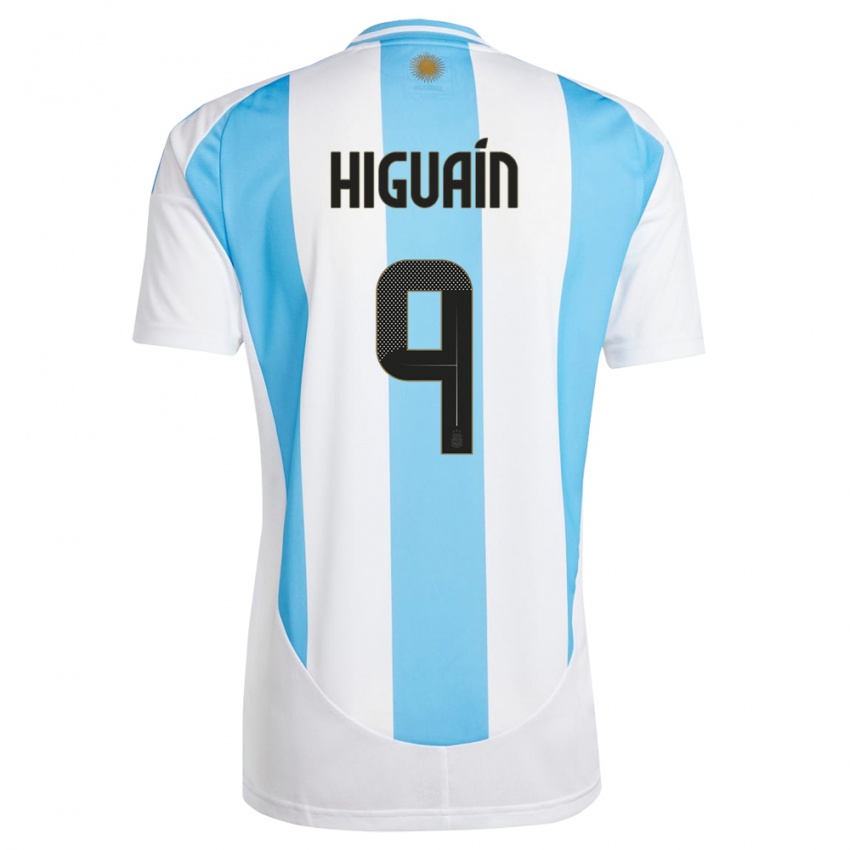 Børn Argentina Gonzalo Higuain #9 Hvid Blå Hjemmebane Spillertrøjer 24-26 Trøje T-Shirt