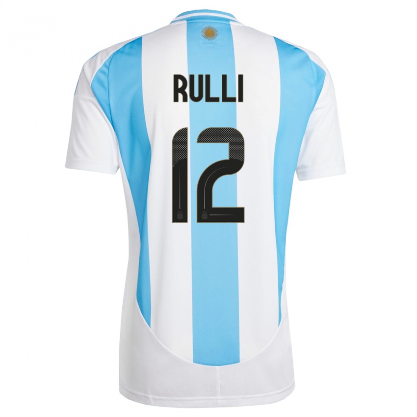 Børn Argentina Geronimo Rulli #12 Hvid Blå Hjemmebane Spillertrøjer 24-26 Trøje T-Shirt