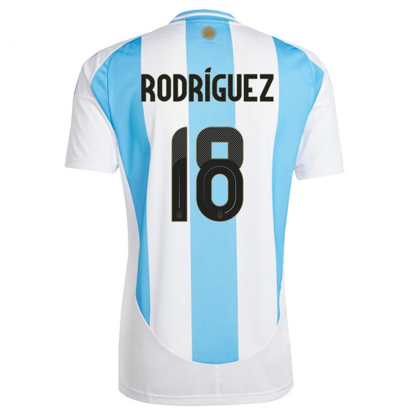 Børn Argentina Guido Rodriguez #18 Hvid Blå Hjemmebane Spillertrøjer 24-26 Trøje T-Shirt