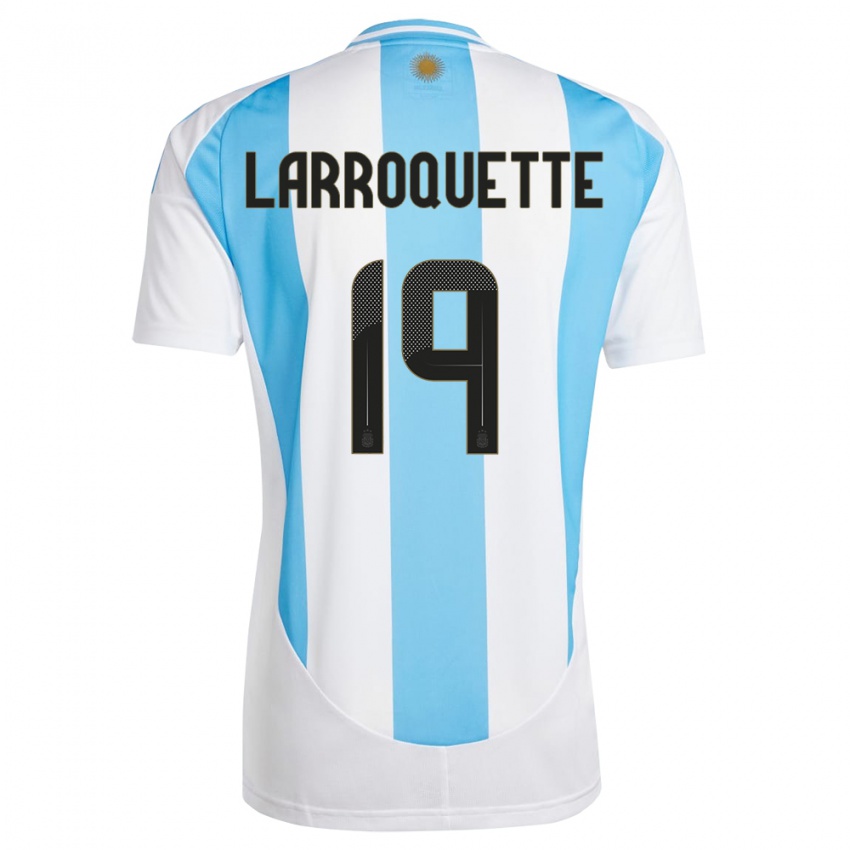 Børn Argentina Mariana Larroquette #19 Hvid Blå Hjemmebane Spillertrøjer 24-26 Trøje T-Shirt