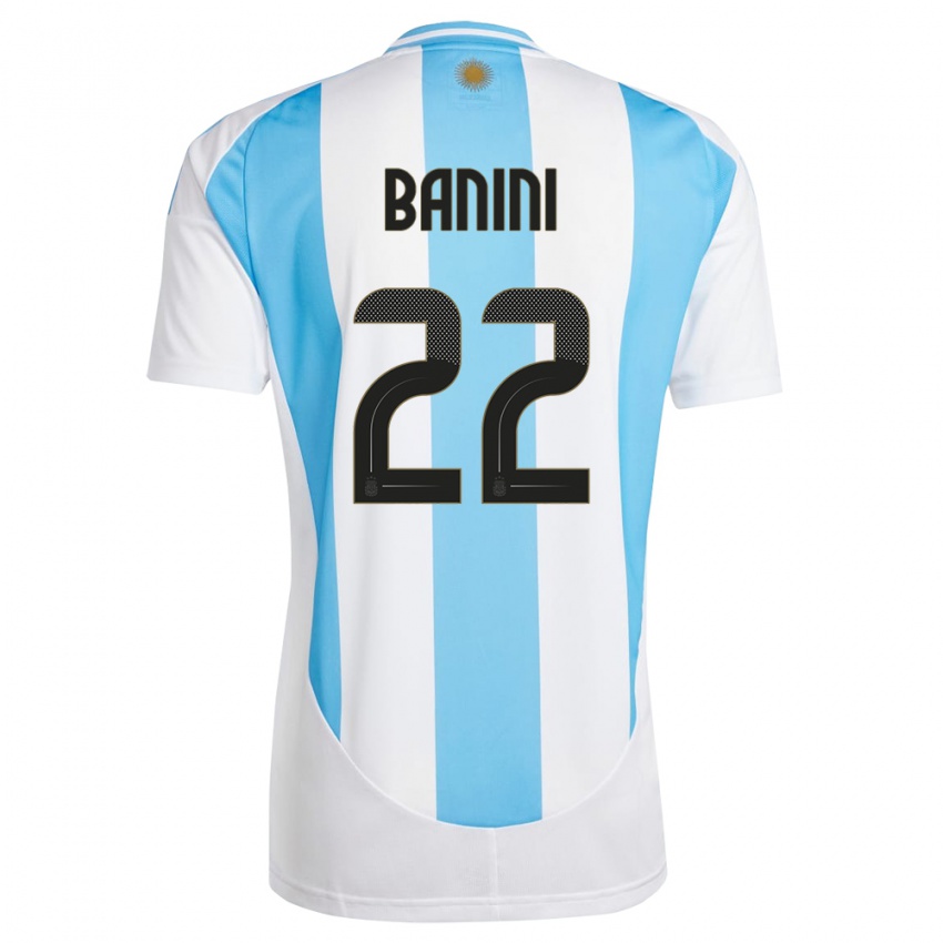 Børn Argentina Estefania Banini #22 Hvid Blå Hjemmebane Spillertrøjer 24-26 Trøje T-Shirt