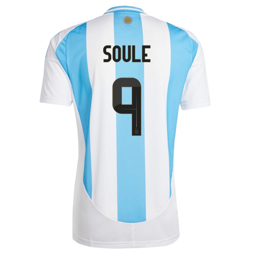 Børn Argentina Matias Soule #9 Hvid Blå Hjemmebane Spillertrøjer 24-26 Trøje T-Shirt