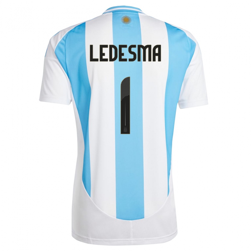 Børn Argentina Jeremias Ledesma #1 Hvid Blå Hjemmebane Spillertrøjer 24-26 Trøje T-Shirt