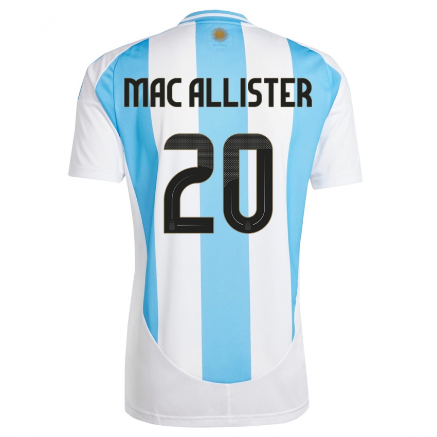 Børn Argentina Alexis Mac Allister #20 Hvid Blå Hjemmebane Spillertrøjer 24-26 Trøje T-Shirt