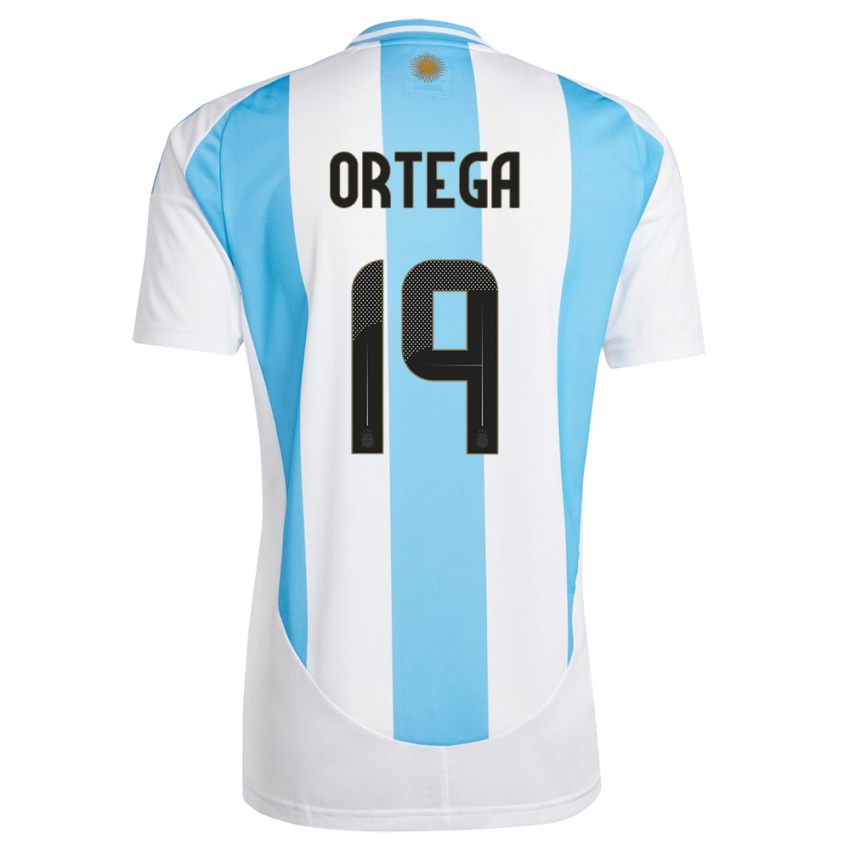 Børn Argentina Francisco Ortega #19 Hvid Blå Hjemmebane Spillertrøjer 24-26 Trøje T-Shirt