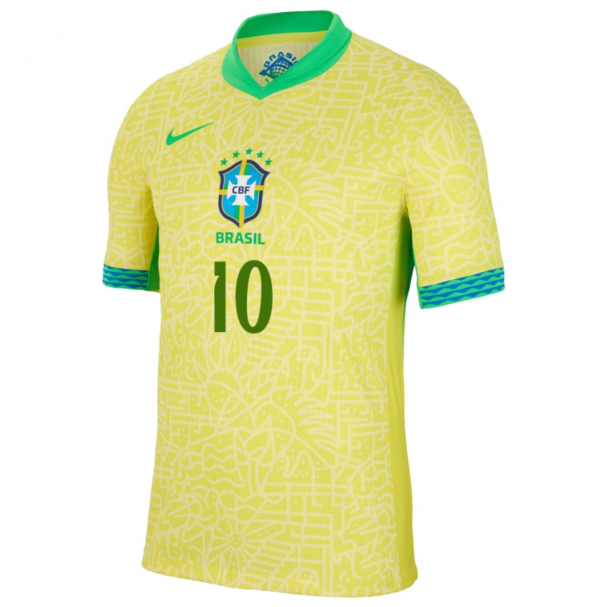 Børn Brasilien Neymar #10 Gul Hjemmebane Spillertrøjer 24-26 Trøje T-Shirt