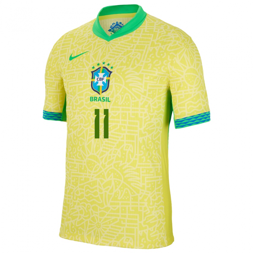 Børn Brasilien Raphinha #11 Gul Hjemmebane Spillertrøjer 24-26 Trøje T-Shirt