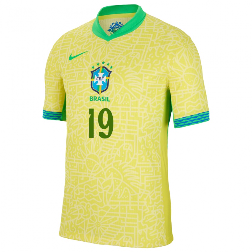 Børn Brasilien Felipe Lima #19 Gul Hjemmebane Spillertrøjer 24-26 Trøje T-Shirt