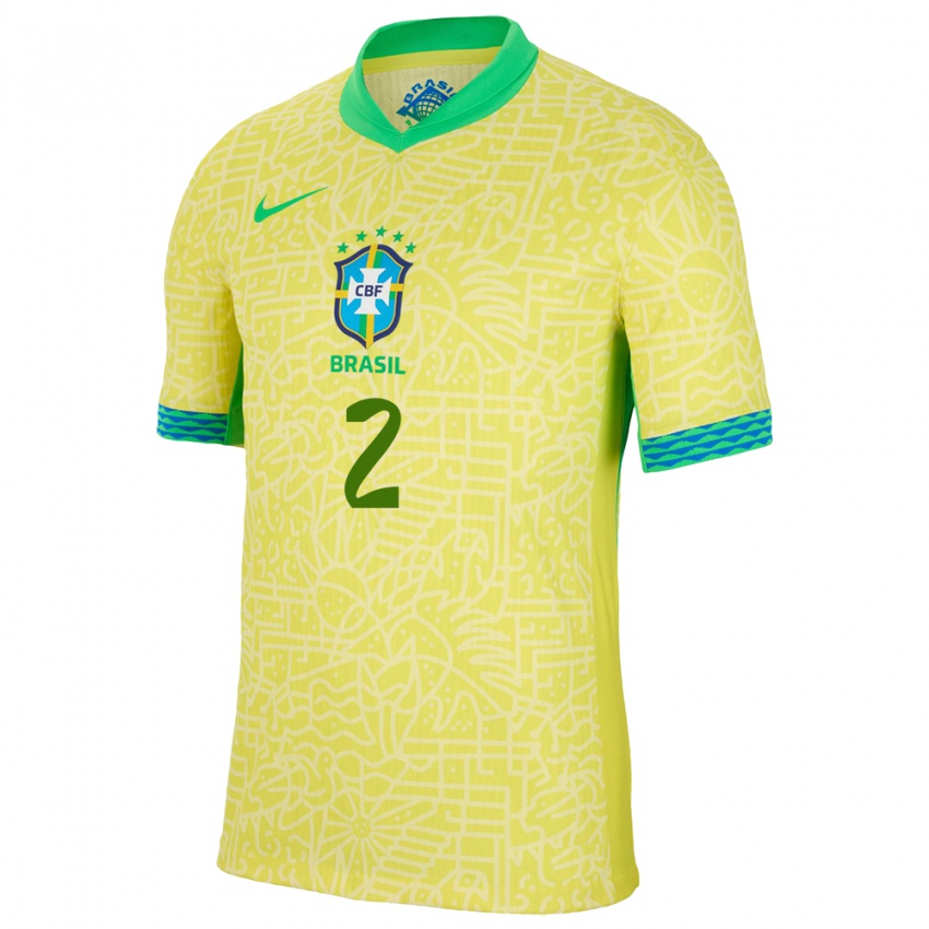 Børn Brasilien Victor Gabriel #2 Gul Hjemmebane Spillertrøjer 24-26 Trøje T-Shirt