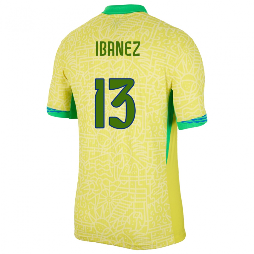 Børn Brasilien Roger Ibanez #13 Gul Hjemmebane Spillertrøjer 24-26 Trøje T-Shirt