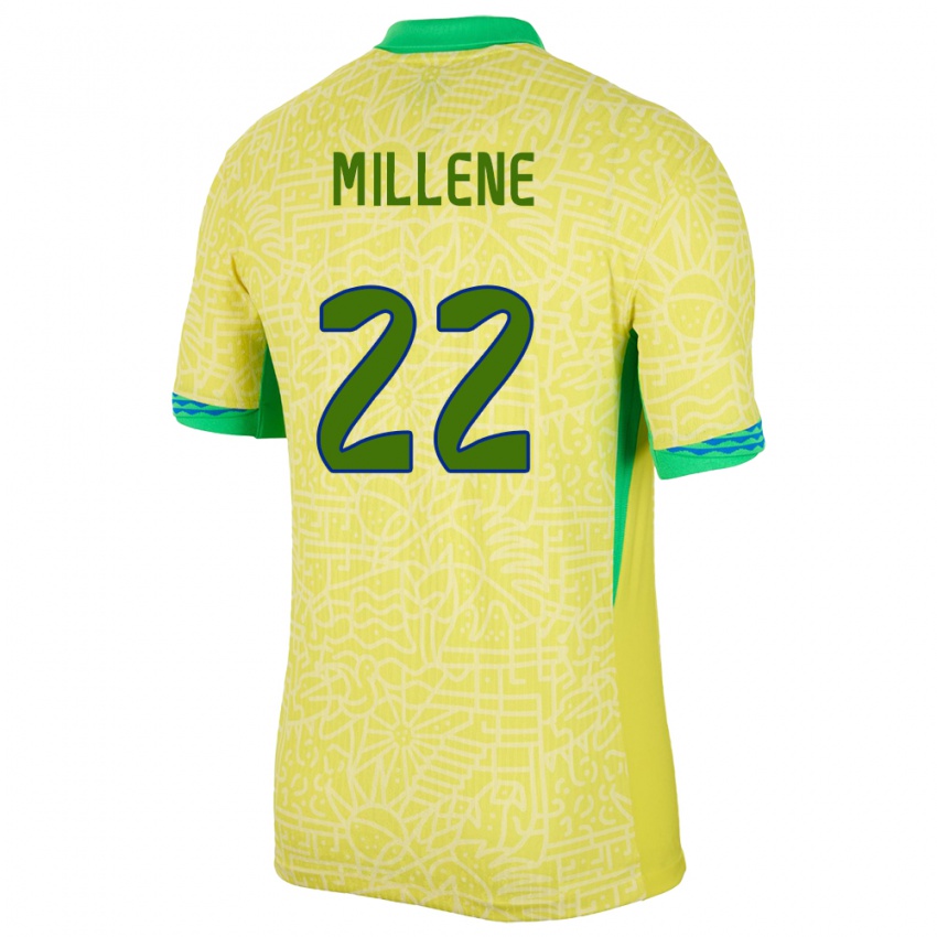 Børn Brasilien Millene #22 Gul Hjemmebane Spillertrøjer 24-26 Trøje T-Shirt