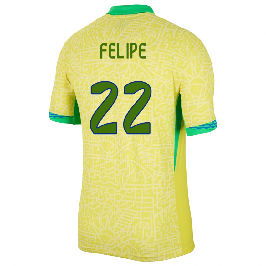 Børn Brasilien Cayo Felipe #22 Gul Hjemmebane Spillertrøjer 24-26 Trøje T-Shirt