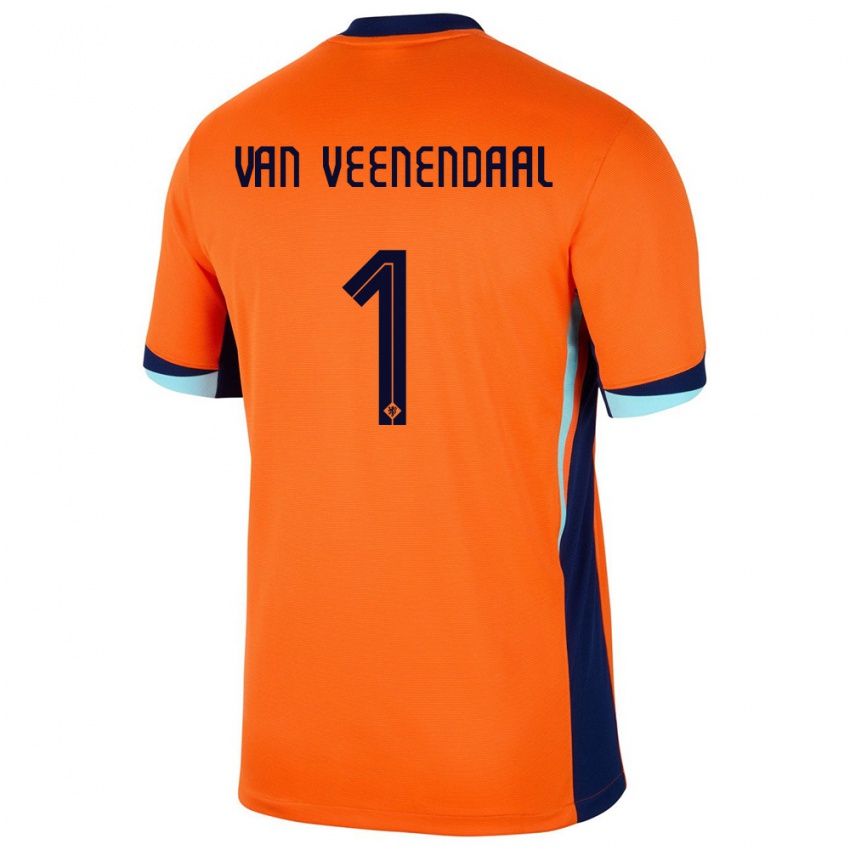 Børn Holland Sari Van Veenendaal #1 Orange Hjemmebane Spillertrøjer 24-26 Trøje T-Shirt