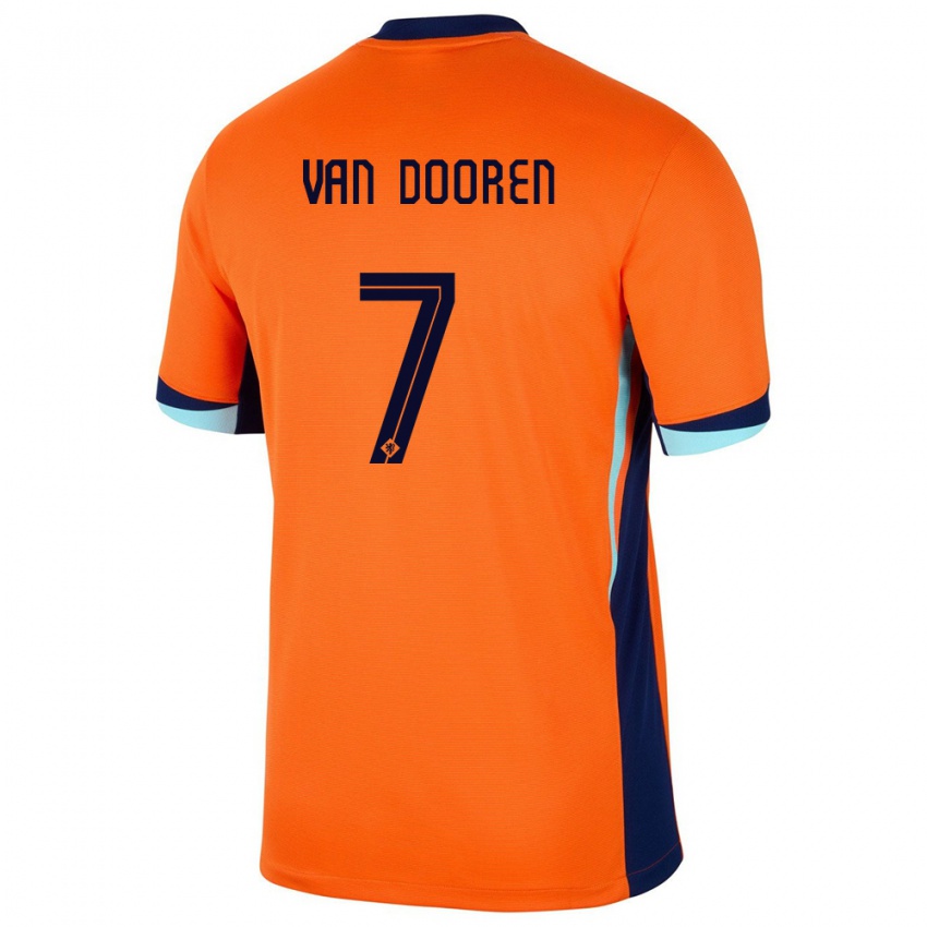 Børn Holland Kayleigh Van Dooren #7 Orange Hjemmebane Spillertrøjer 24-26 Trøje T-Shirt