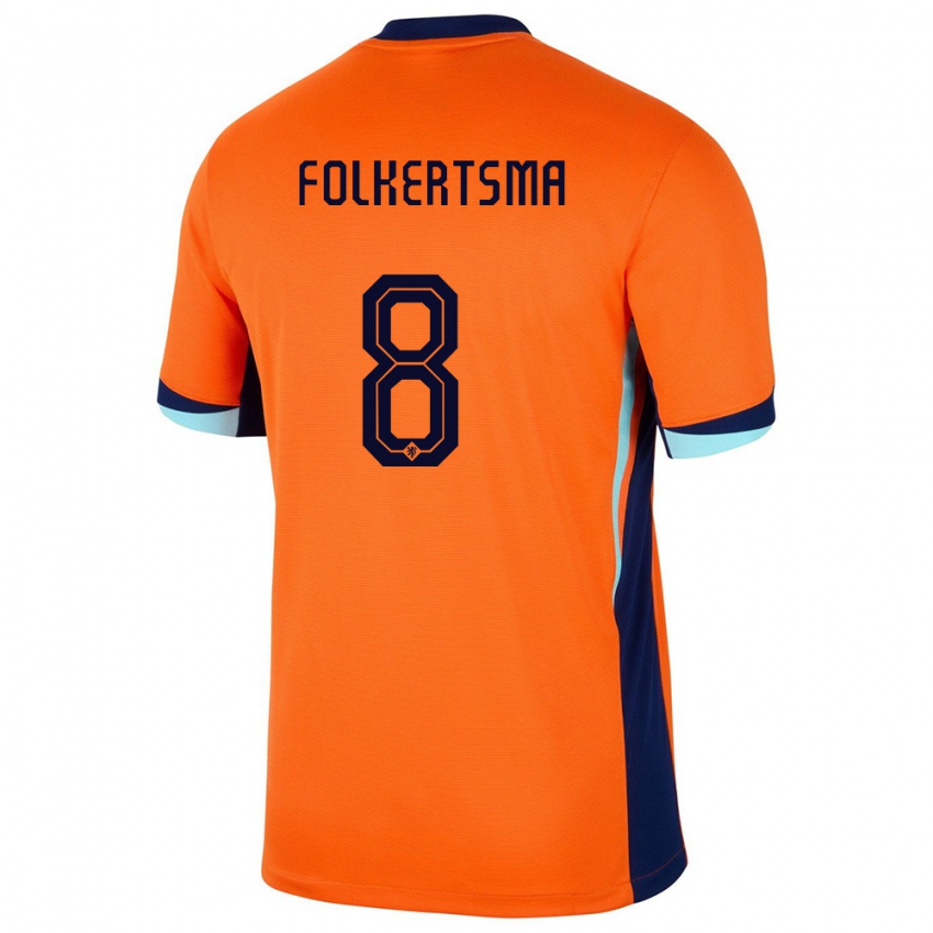 Børn Holland Sisca Folkertsma #8 Orange Hjemmebane Spillertrøjer 24-26 Trøje T-Shirt