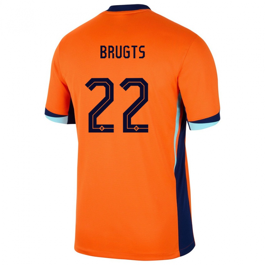 Børn Holland Esmee Brugts #22 Orange Hjemmebane Spillertrøjer 24-26 Trøje T-Shirt