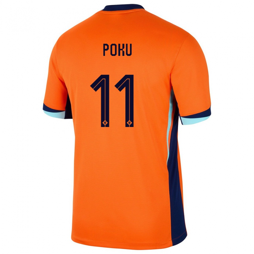 Børn Holland Ernest Poku #11 Orange Hjemmebane Spillertrøjer 24-26 Trøje T-Shirt