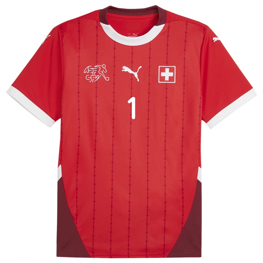 Børn Schweiz Yann Sommer #1 Rød Hjemmebane Spillertrøjer 24-26 Trøje T-Shirt