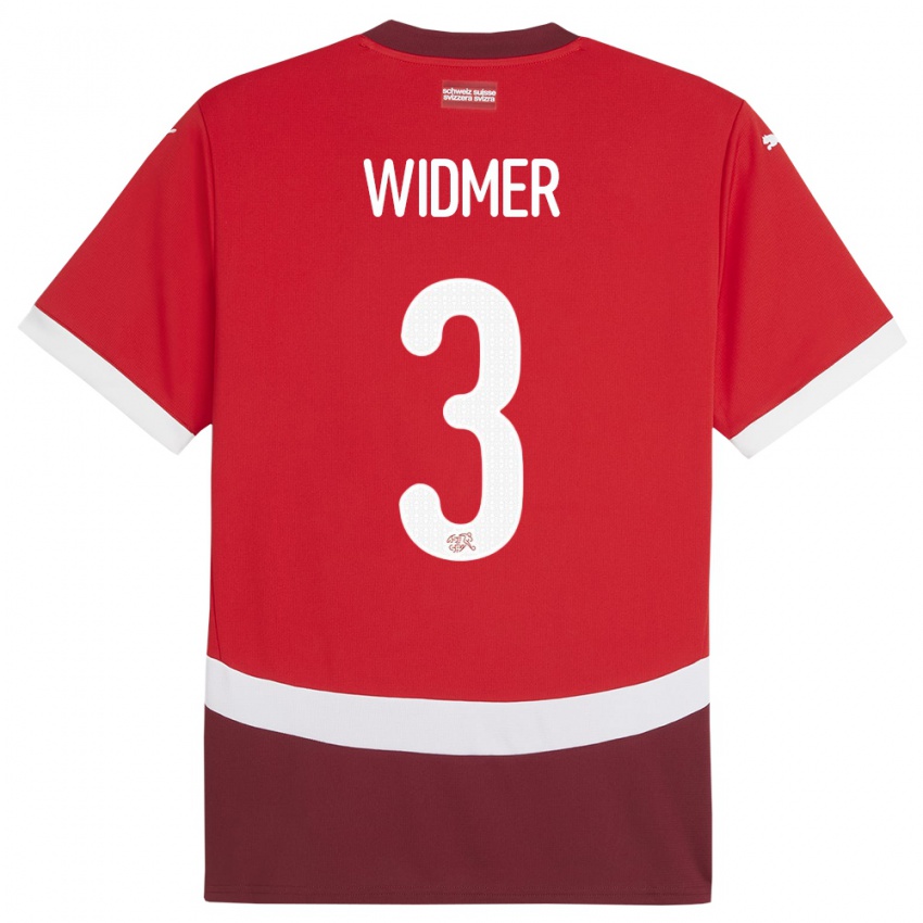 Børn Schweiz Silvan Widmer #3 Rød Hjemmebane Spillertrøjer 24-26 Trøje T-Shirt