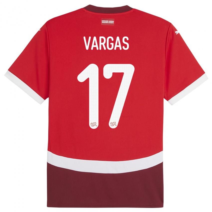 Børn Schweiz Ruben Vargas #17 Rød Hjemmebane Spillertrøjer 24-26 Trøje T-Shirt