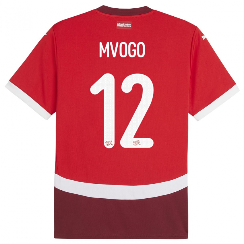 Børn Schweiz Yvon Mvogo #12 Rød Hjemmebane Spillertrøjer 24-26 Trøje T-Shirt