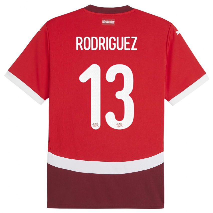 Børn Schweiz Ricardo Rodriguez #13 Rød Hjemmebane Spillertrøjer 24-26 Trøje T-Shirt