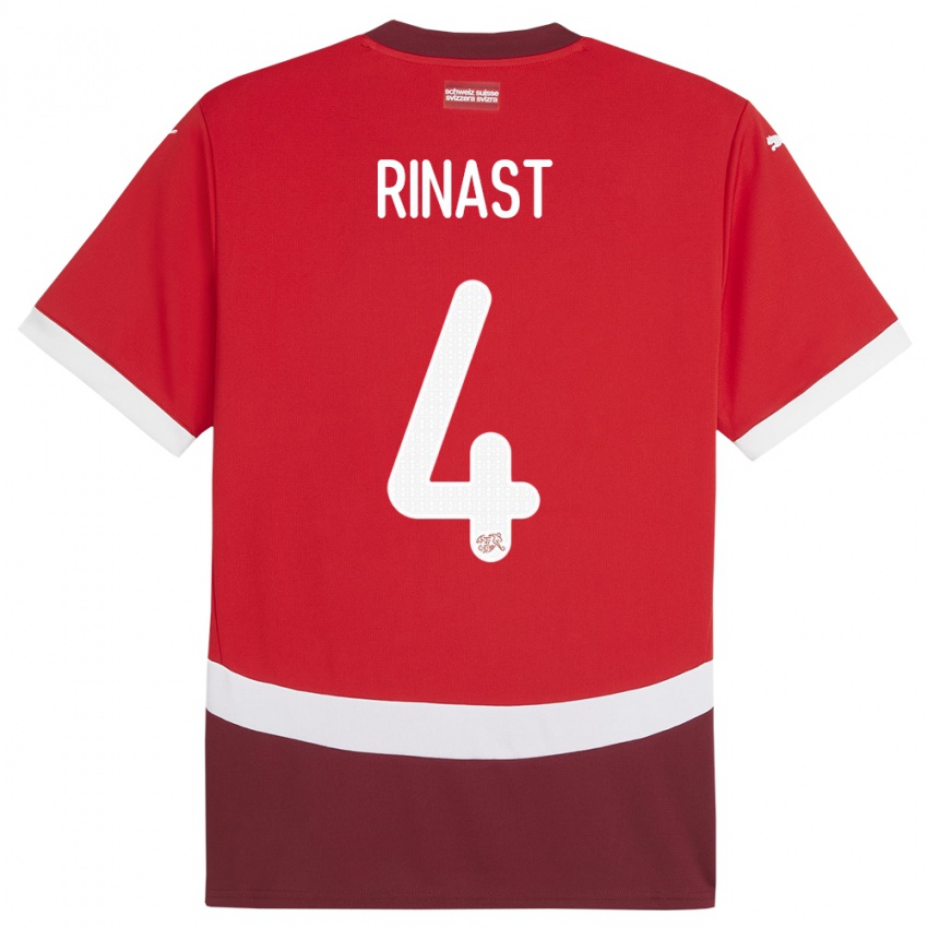 Børn Schweiz Rachel Rinast #4 Rød Hjemmebane Spillertrøjer 24-26 Trøje T-Shirt