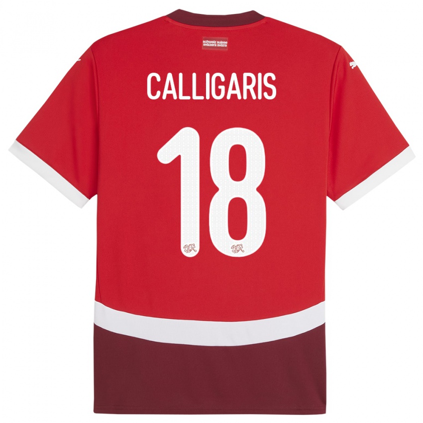 Børn Schweiz Viola Calligaris #18 Rød Hjemmebane Spillertrøjer 24-26 Trøje T-Shirt