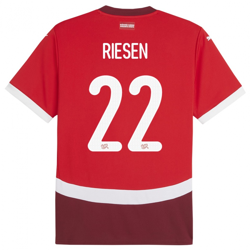 Børn Schweiz Nadine Riesen #22 Rød Hjemmebane Spillertrøjer 24-26 Trøje T-Shirt