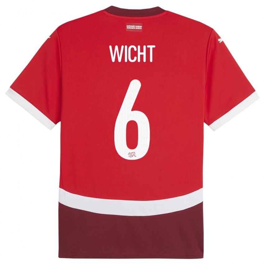 Børn Schweiz Nathan Wicht #6 Rød Hjemmebane Spillertrøjer 24-26 Trøje T-Shirt