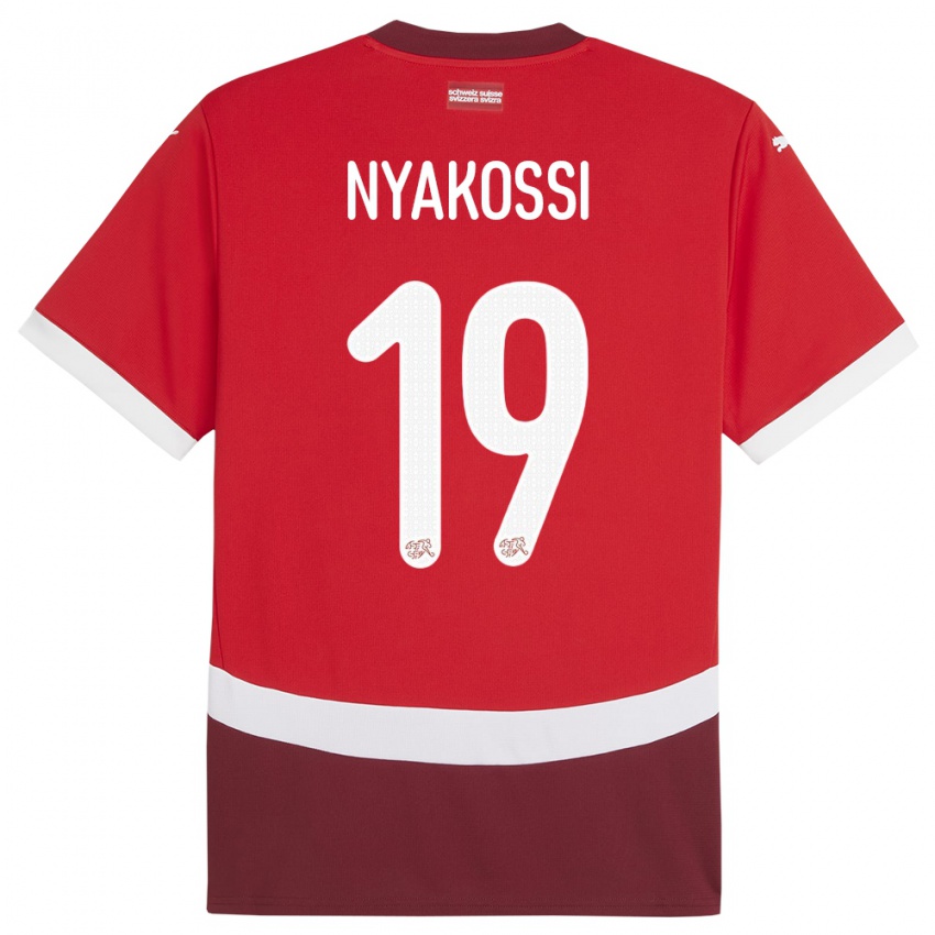 Børn Schweiz Roggerio Nyakossi #19 Rød Hjemmebane Spillertrøjer 24-26 Trøje T-Shirt