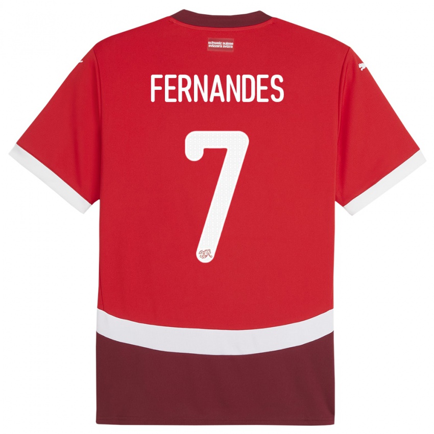 Børn Schweiz Ruben Fernandes #7 Rød Hjemmebane Spillertrøjer 24-26 Trøje T-Shirt