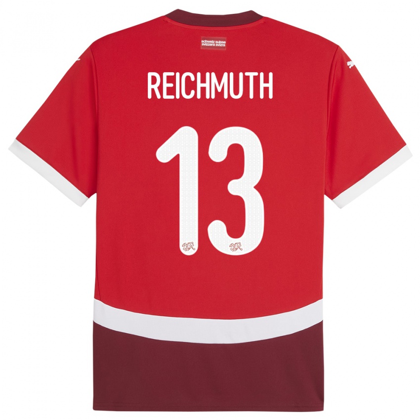 Børn Schweiz Miguel Reichmuth #13 Rød Hjemmebane Spillertrøjer 24-26 Trøje T-Shirt