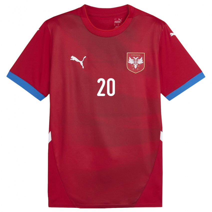 Børn Serbien Sergej Milinkovic-Savic #20 Rød Hjemmebane Spillertrøjer 24-26 Trøje T-Shirt