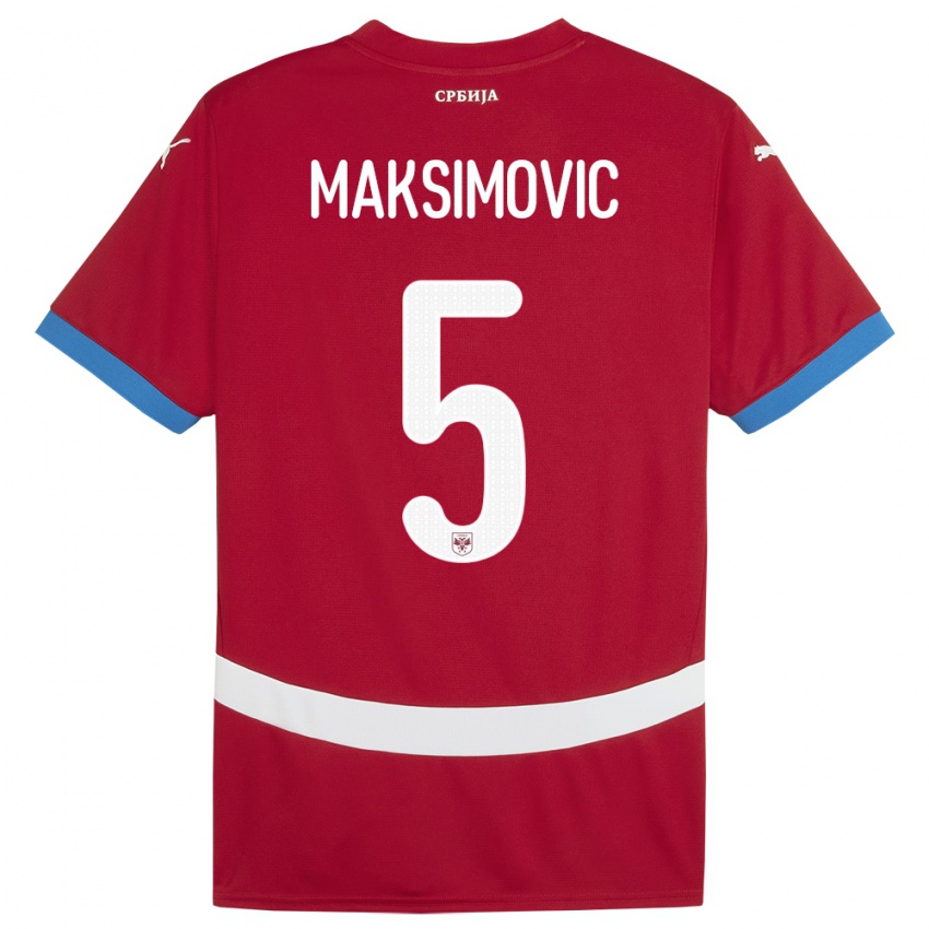 Børn Serbien Nemanja Maksimovic #5 Rød Hjemmebane Spillertrøjer 24-26 Trøje T-Shirt