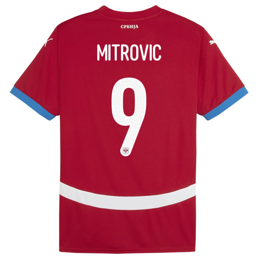 Børn Serbien Aleksandar Mitrovic #9 Rød Hjemmebane Spillertrøjer 24-26 Trøje T-Shirt