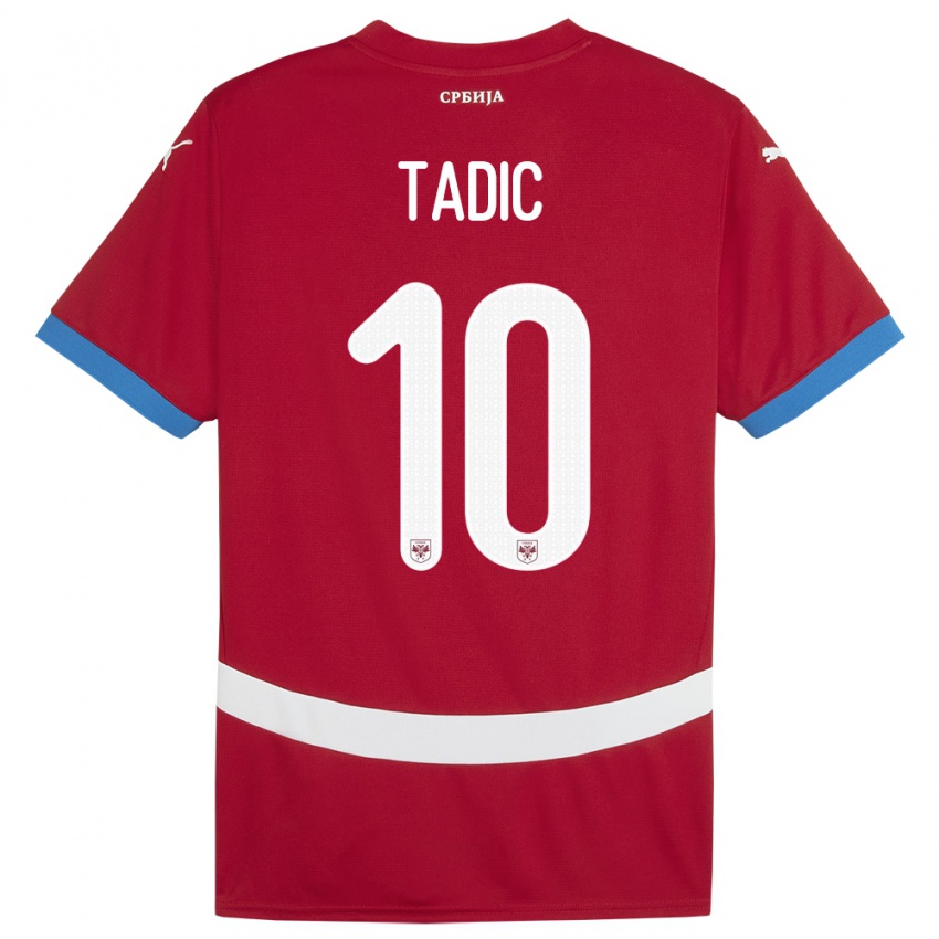 Børn Serbien Dusan Tadic #10 Rød Hjemmebane Spillertrøjer 24-26 Trøje T-Shirt