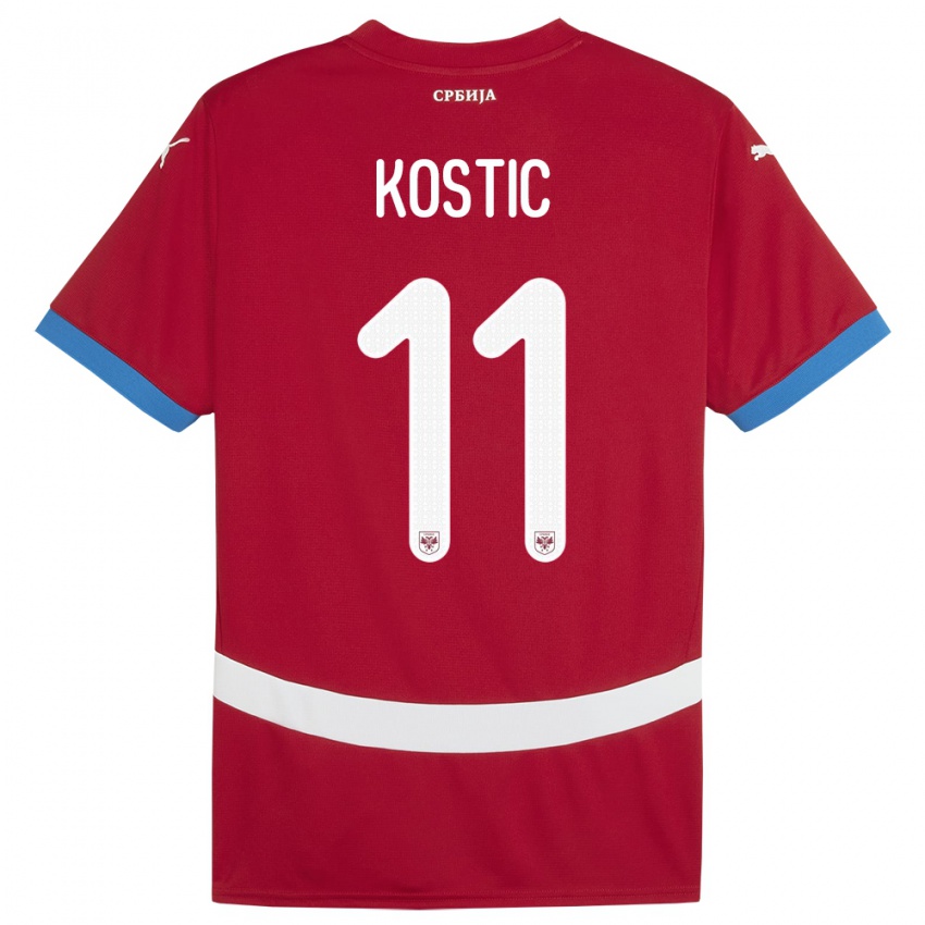 Børn Serbien Filip Kostic #11 Rød Hjemmebane Spillertrøjer 24-26 Trøje T-Shirt