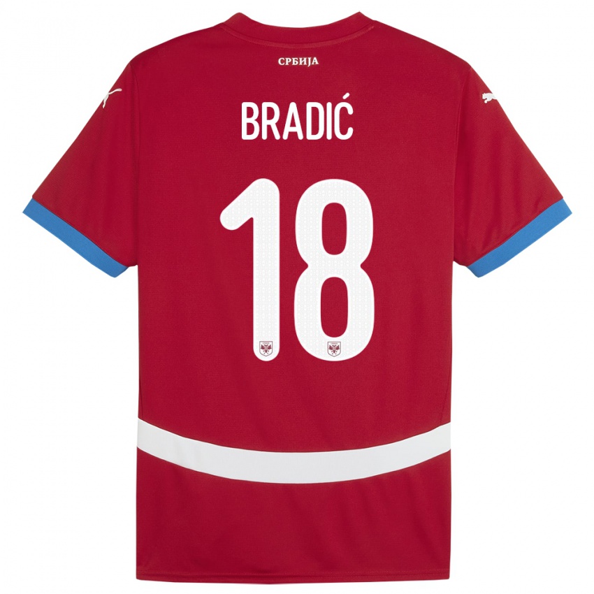 Børn Serbien Biljana Bradic #18 Rød Hjemmebane Spillertrøjer 24-26 Trøje T-Shirt