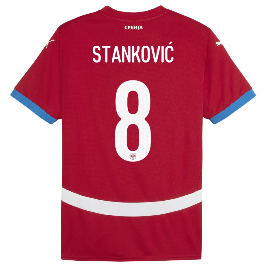 Børn Serbien Aleksandar Stankovic #8 Rød Hjemmebane Spillertrøjer 24-26 Trøje T-Shirt