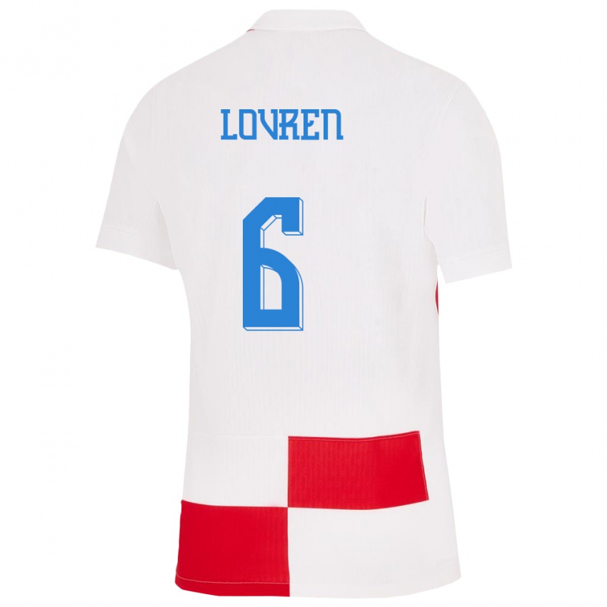 Børn Kroatien Dejan Lovren #6 Hvid Rød Hjemmebane Spillertrøjer 24-26 Trøje T-Shirt