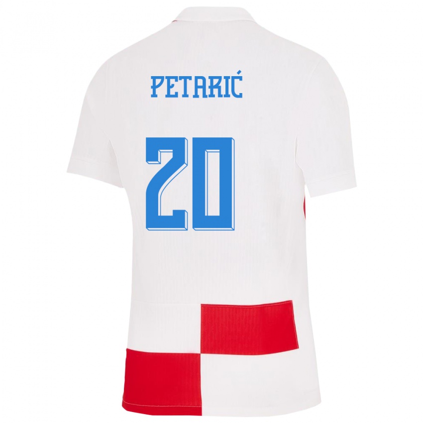 Børn Kroatien Nika Petaric #20 Hvid Rød Hjemmebane Spillertrøjer 24-26 Trøje T-Shirt