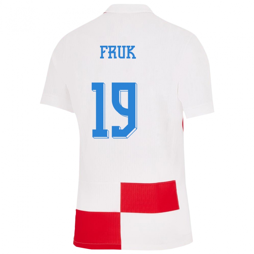 Børn Kroatien Toni Fruk #19 Hvid Rød Hjemmebane Spillertrøjer 24-26 Trøje T-Shirt