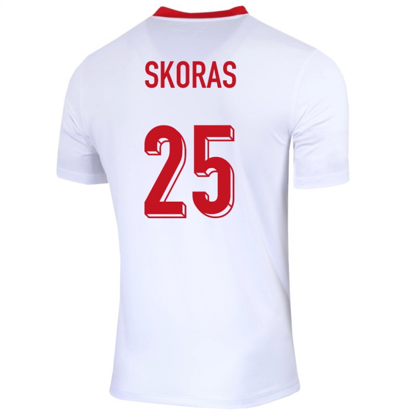 Børn Polen Michal Skoras #25 Hvid Hjemmebane Spillertrøjer 24-26 Trøje T-Shirt