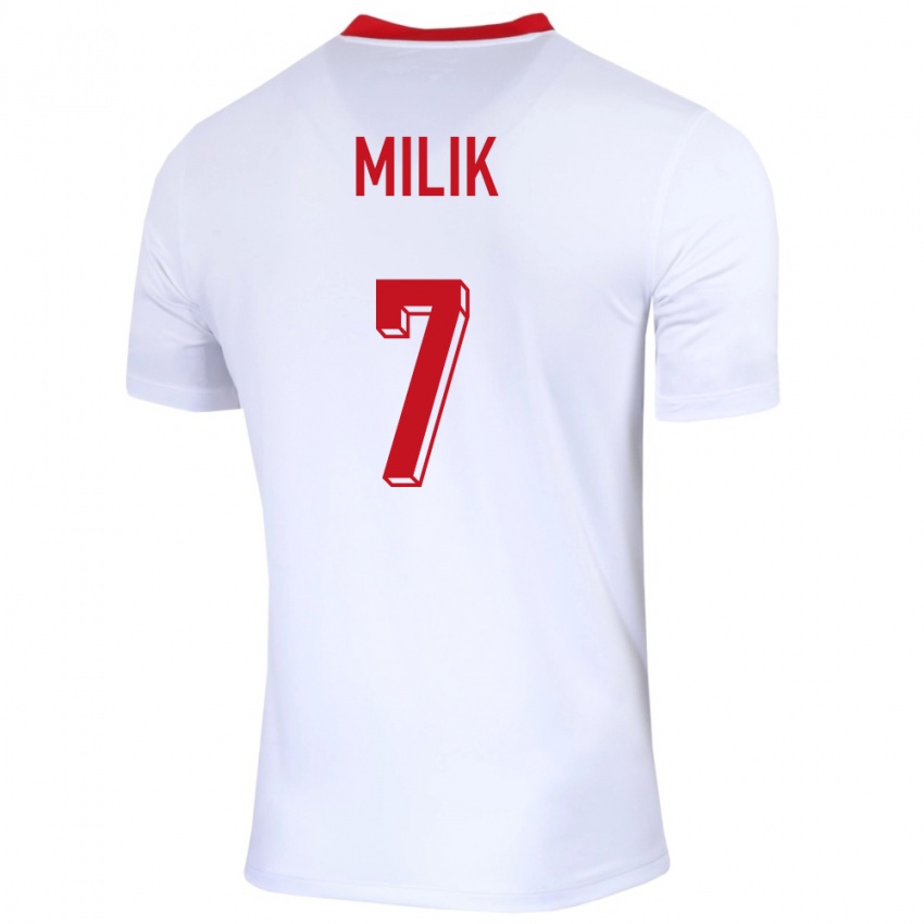 Børn Polen Arkadiusz Milik #7 Hvid Hjemmebane Spillertrøjer 24-26 Trøje T-Shirt