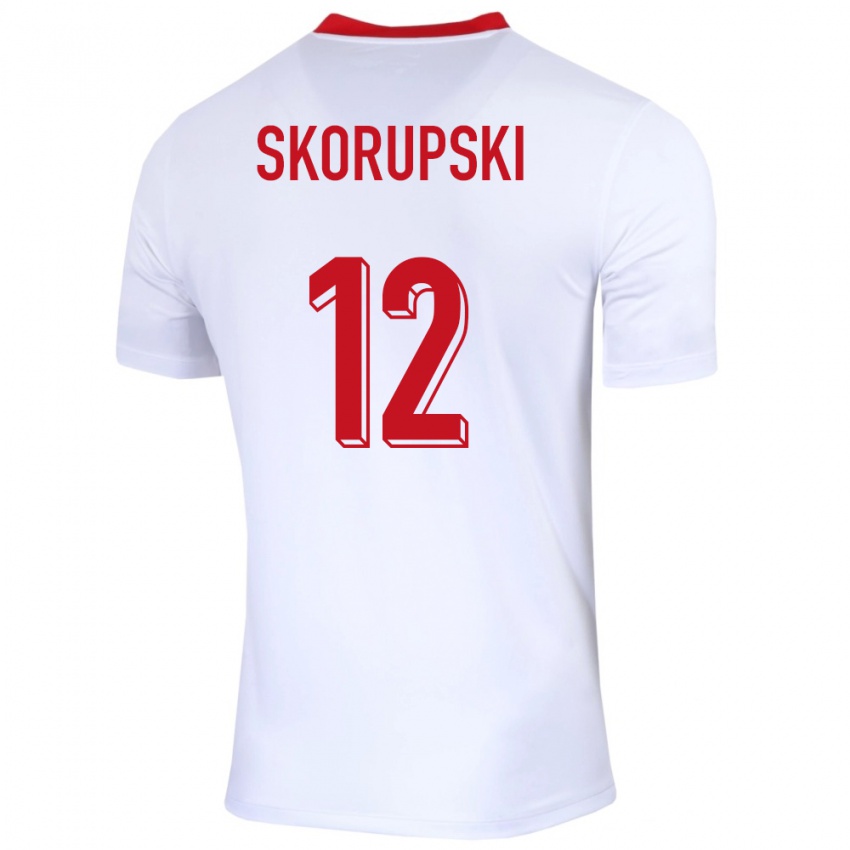 Børn Polen Lukasz Skorupski #12 Hvid Hjemmebane Spillertrøjer 24-26 Trøje T-Shirt