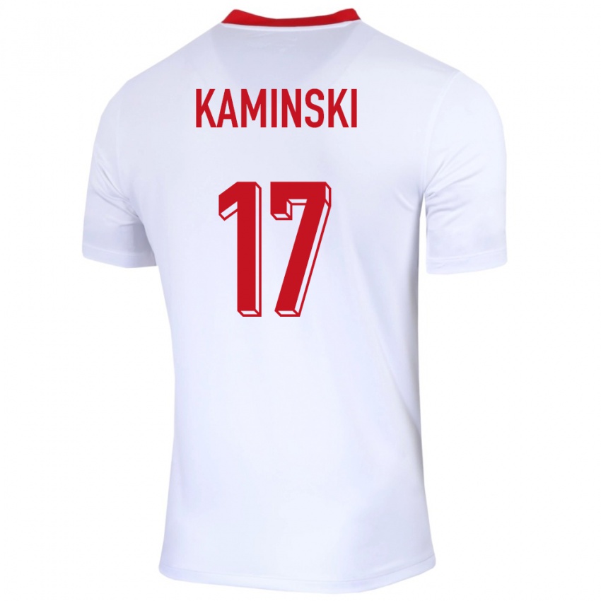 Børn Polen Jakub Kaminski #17 Hvid Hjemmebane Spillertrøjer 24-26 Trøje T-Shirt