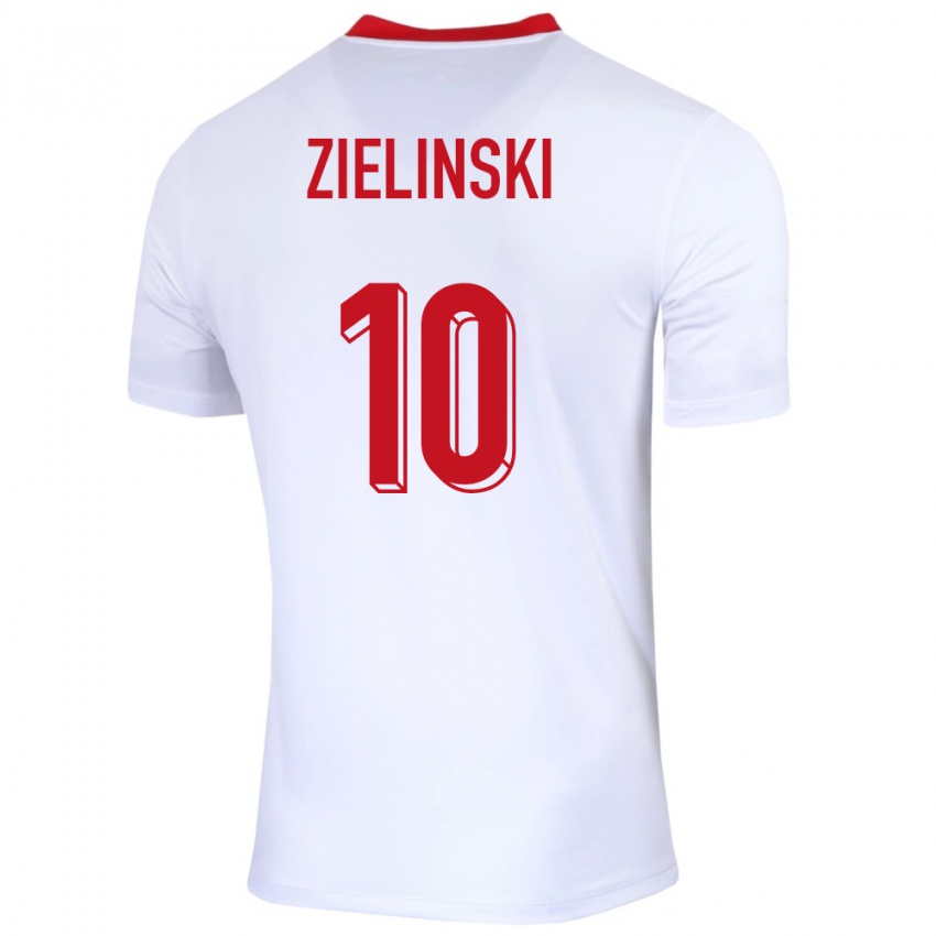 Børn Polen Piotr Zielinski #10 Hvid Hjemmebane Spillertrøjer 24-26 Trøje T-Shirt