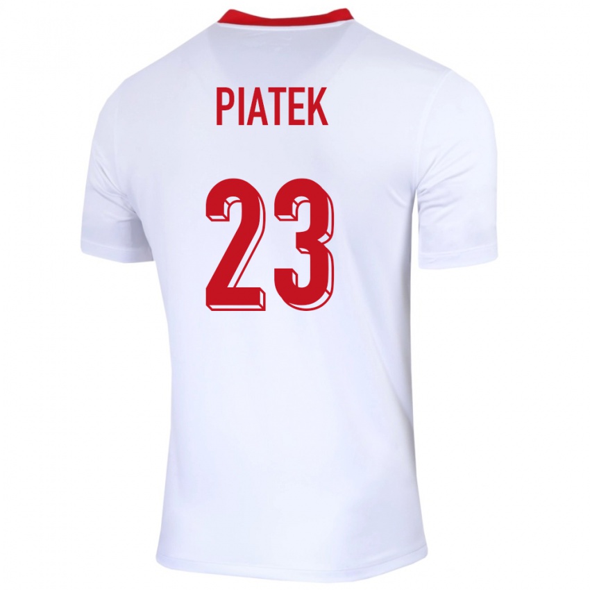 Børn Polen Krzysztof Piatek #23 Hvid Hjemmebane Spillertrøjer 24-26 Trøje T-Shirt