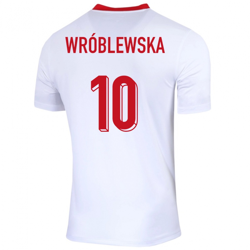 Børn Polen Joanna Wroblewska #10 Hvid Hjemmebane Spillertrøjer 24-26 Trøje T-Shirt